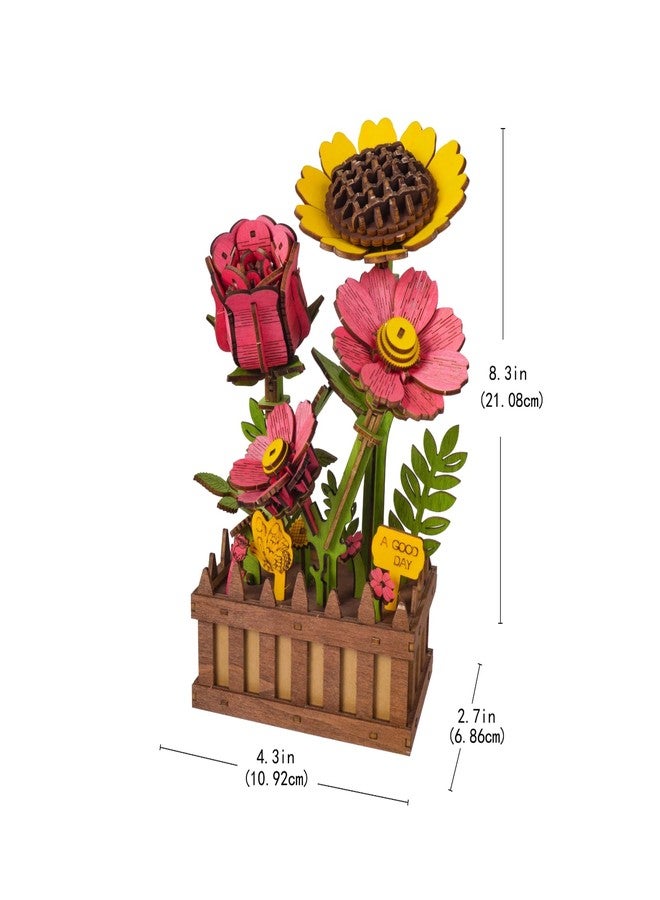 Gueiddi Wooden 3D Puzzles for Adults, 3D Wooden Puzzles House Warming Gift Hobby Kit Stem Home Decor (Wooden Flowers) - Image 5